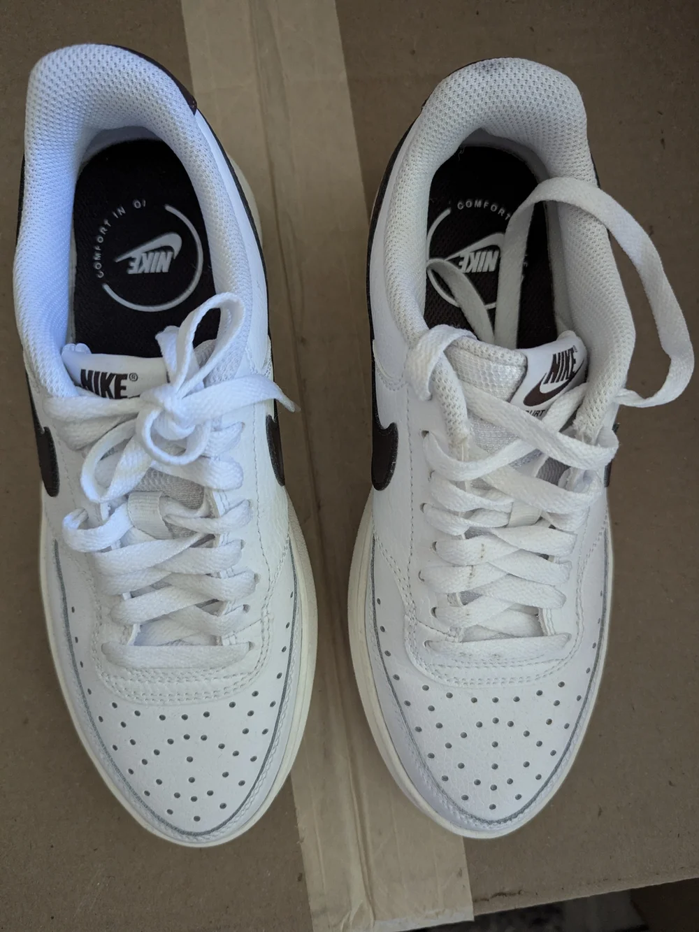Nike Court Vision Alta White Baroque Brown Sz 7.5 Women's